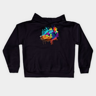 Doberman Dog Splash Art Kids Hoodie